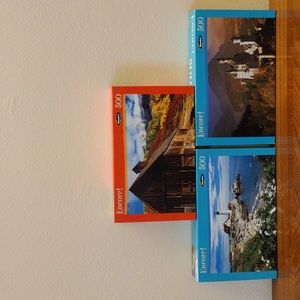 Encore 500 Piece Puzzles Set/3 Factory Sealed